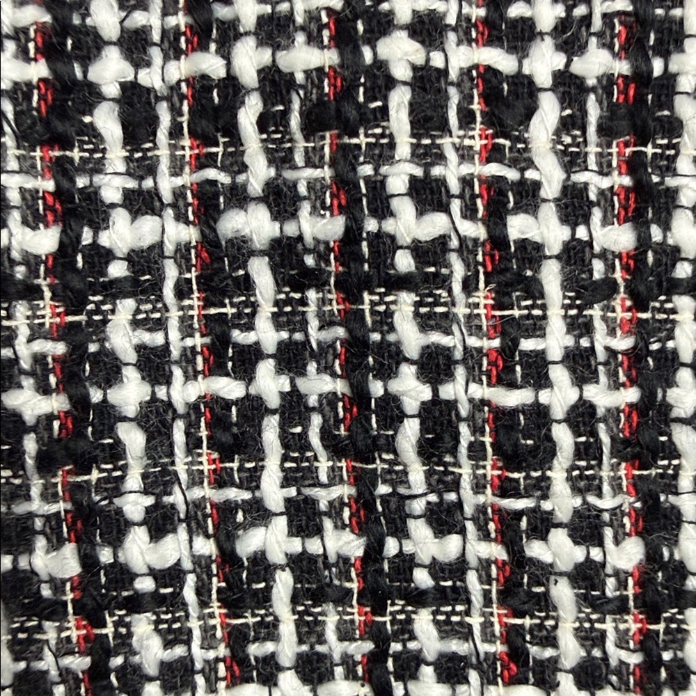 White House Black Market Black White Red Tweed Blazer / Jacket w/ Silver Buttons - Picture 16 of 17